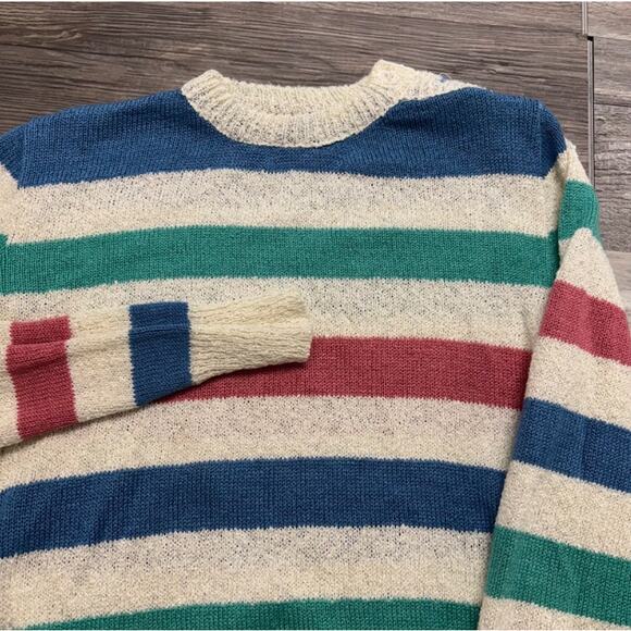 Vintage  80s Jantzen Colorful Womens M Crewneck Pastel Preppy Knit Cozy Sweater - Picture 2 of 10
